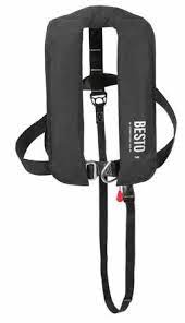 Besto Inflatable Life Jacket AUTO BLACK with HARNESS 40Kg+ 165N image