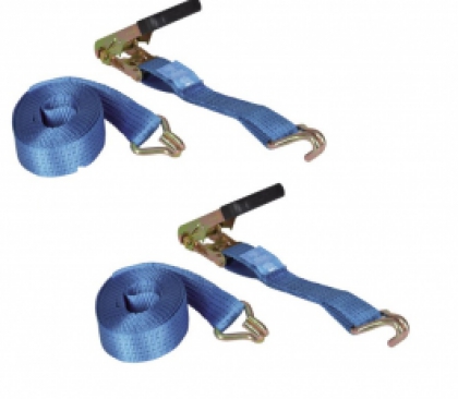 TWIN PACK 2x Talamex Tie Down Ratchet Strap with J Hook 50mm x 6M image
