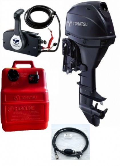 SALE!! 30HP Tohatsu Short Shaft EFi Electric Start Remote Control 4-Stroke Outboard Motor with 25L Tank & Line image