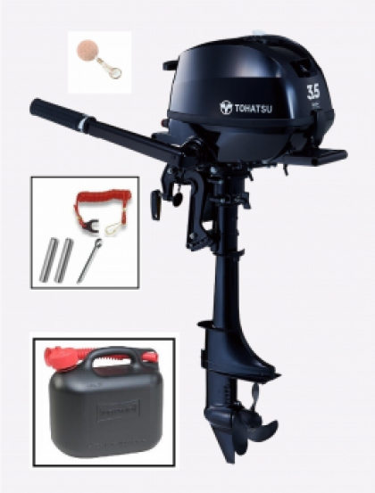 3.5HP Tohatsu MFS3.5C Short Shaft 4 Stroke Outboard Motor Latest Model! Store 3 Ways! Extra Value Package Deal! image