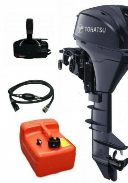 8HP Tohatsu Short Shaft Electric Start Remote Control 4-Stroke Outboard Motor with 12L Tank & Line image